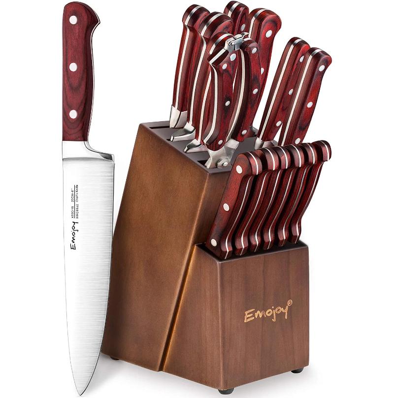 TUO 8-pcs Kitchen Knife Set - Forged German X50CrMoV15 Steel - Rust  Resistant - Full Tang Pakkawood Ergonomic Handle - Kitchen Knives Set with  Wooden